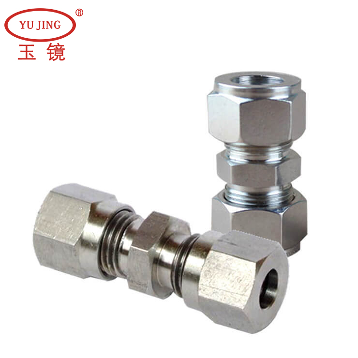双通卡套式接头KPU 油管直通铜镀镍接头