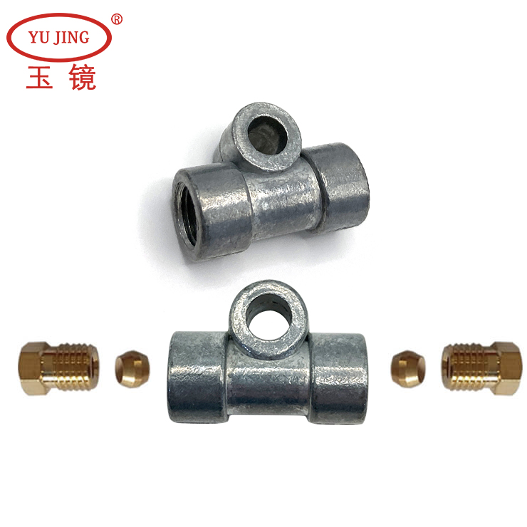 锌/铝合金油管二通分油块 2T固定双通油路接头油管